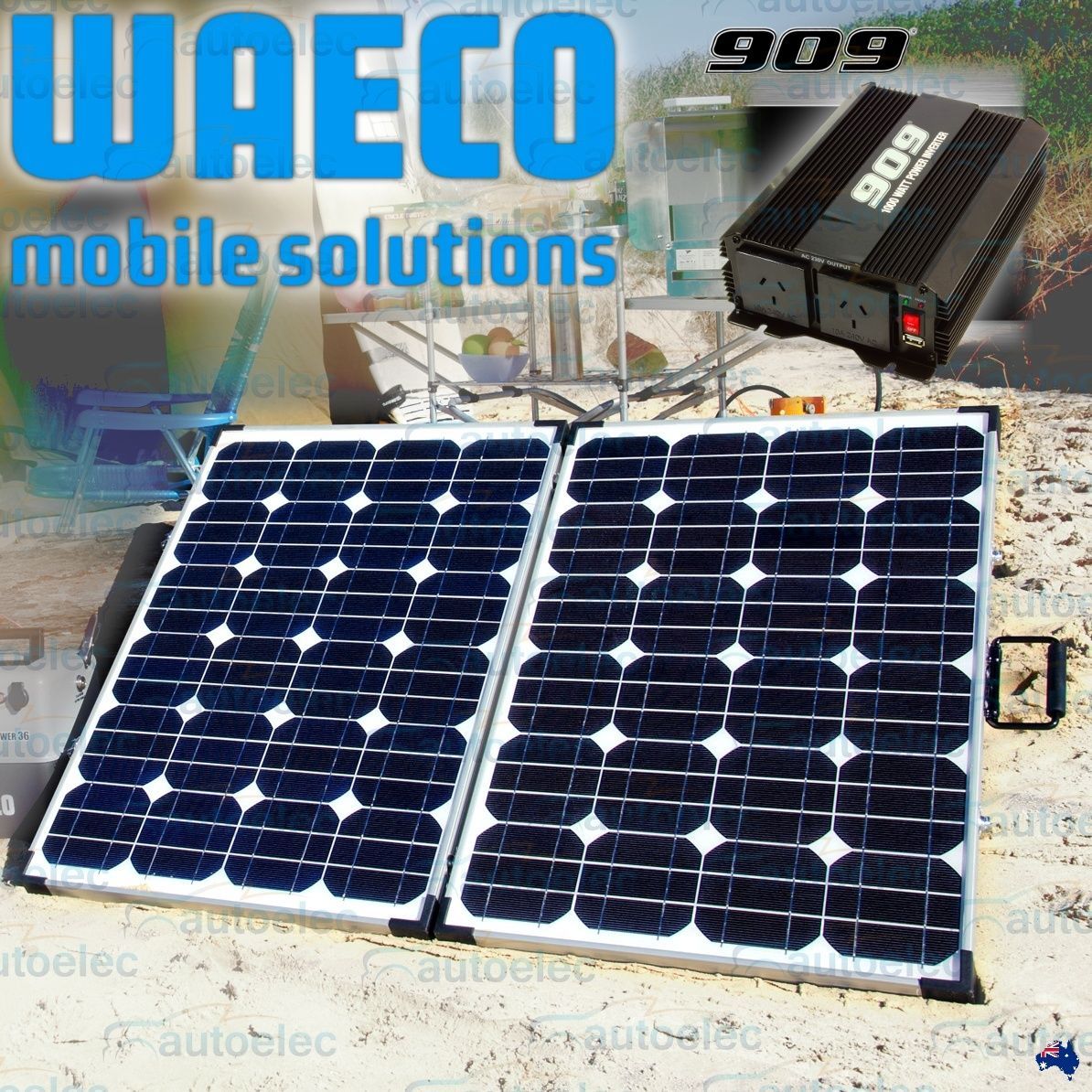 WAECO 12V 120W WATT FOLDING SOLAR PANEL BATTERY CHARGER PS120 + BONUS INVERTER