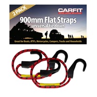 Carfit Heavy Duty Flat Strap Stretch Cord with Heavy Duty Plastic Hooks 900mm 2x Pack