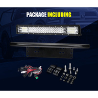 LIGHTFOX 20inch Triple Row LED Light Bar Combo Beam + 23'' Number Plate Frame + Wiring Kit