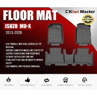 KIWI MASTER 3D TPE Car Floor Mats Liner for Isuzu MUX MU-X 2013-2020