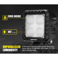 DEFEND INDUST Heavy Duty 5inch LED Work Light Flood Driving Lamp SUV ATV Truck offroad 4x4