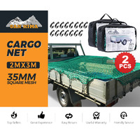 SAN HIMA 2x Cargo Net 2m x 3m Nylon 35mm Mesh Bungee Cord with Hooks Ute Trailer