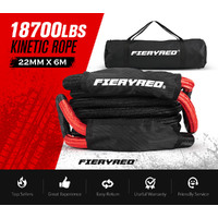 FIERYRED Kinetic Rope 22mm x 6m Snatch Strap Recovery Kit