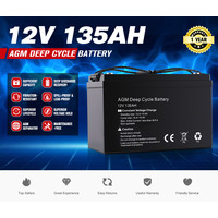 12V 135AH Deep Cycle Battery AGM Marine Sealed Solar Power Portable 4WD