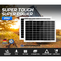 ATEM POWER Pair 12V 10W Solar Panel Kit Megavolt Caravan Camping Power MONO Battery Charging