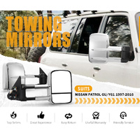 SAN HIMA Pair Towing Mirrors for Nissan Patrol GU Y61 Cab Chassis 1997-2016