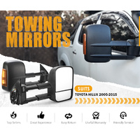 SAN HIMA Pair Towing Mirrors for Toyota Hilux 2005-2015 BLACK