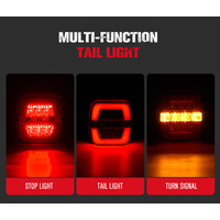 2x LED Trailer Tail Lights Stop Indicator Lamp Kit Square Light for Trailer