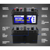 ATEM POWER 12V Battery Box Portable Deep Cycle Batteries Type C Quick Charge USB