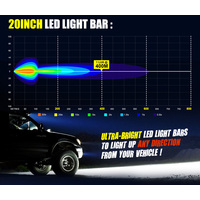 LIGHTFOX 20inch LED Light Bar Slim Dual Row Flood Spot Combo Beam 4X4 Offroad