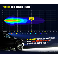 LIGHTFOX Pair 7inch LED Light Bar Super Slim Single Row 12V 24V Work Lamp Offroad 4x4