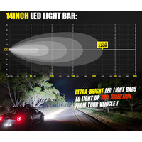 DEFEND INDUST 14inch Osram LED Light Bar Super Slim Single Row Flood Beam Lamp Offroad