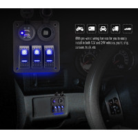LIGHTFOX 3 Gang Switch Panel ON-OFF Toggle LED Rocker USB Charger Car Boat Marine 12V 24V