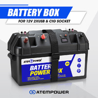 ATEM POWER Battery Box 12V Portable Deep Cycle AGM Universal Large Marine