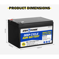 ATEM POWER 15AH 12V AGM Battery Deep Cycle Camping Marine 4WD Solar SLA Lead Acid