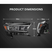 VLAND LED Sequential Indicator Headlights for Ford Ranger 2015-ON Wildtrak Raptor