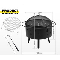 MOBI 30" 2-in-1 Fire Pit BBQ Grill Outdoor Fireplace Brazier Camping Patio Heater