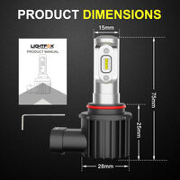 LIGHTFOX Pair Lumiled 9005 HB3 LED Headlight Kit High/Low Beam Replace Xenon Halogen Globe