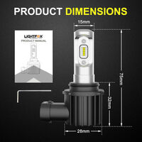 LIGHTFOX Pair Lumiled 9006 HB4 6000LM LED Headlight Kit High/Low Replace Xenon Halogen Globe