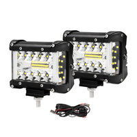 BUNKER INDUST 2X 4inch Side Shooter LED Work Light Tri-Row Pods Spot Flood Driving Lamps 4WD
