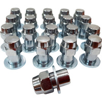 24 x 1/2" UNF Chrome Old Style Mag Wheel Lug Nuts with Washer Ford Fitment