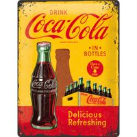 Nostalgic-Art Large Sign Coca-Cola - 1960 red/yellow - Logo Refreshing