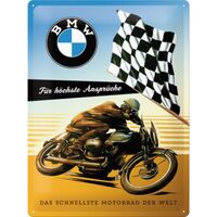 Nostalgic-Art Large Sign BMW Motorcycle Flag/Brown/Blue