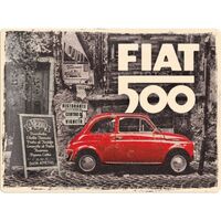 Nostalgic-Art Large Sign Fiat 500 Red Car