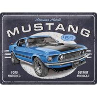 Nostalgic-Art Large Sign Ford Mustang 1969 Mach 1 Blue Special Edition