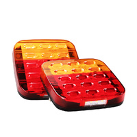 Fieryred Pair Square LED Trailer Tail Lights Number Plate Light