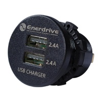 Enerdrive Round USB 4.8A GREEN LED - OLED Style 12/24V (Bulk, No Packaging)