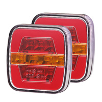 2x LED Trailer Tail Lights Stop Indicator Lamp Kit Square Light for Trailer