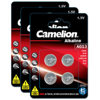 12pc Camelion Alkaline LR44/AG13 Button Cell Batteries For Calculator/Watch