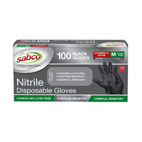 100pc Sabco Professional Nitrite Medium Disposable Gloves Black
