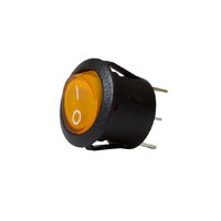 Amber Illuminating Round Rocker Switch On Off 20mm Diameter 10Amps at 12V Retail Blister Qty 1