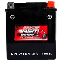 Power AGM 12V 6AH 130CCAs Motorcycle Battery