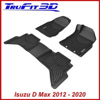 3D Maxtrac Rubber Mats for ISUZU D MAX Dual Cab 2012-2020 (WITH FLOOR HOOKS) Front & Rear Maxtrac Rubber