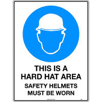 This is a Hard Hat Area Safety Helmets Must be Worn Mining Safety Sign 450x300mm Metal