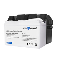 ATEM POWER 135AH AGM Battery 12V AMP Hour SLA Deep Cycle Dual Fridge with Battery Box