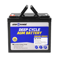 ATEM POWER 12V 75Ah AGM Deep Cycle Battery Portable 4WD Sealed Marine